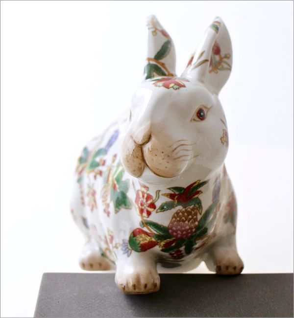 赤絵/青花 陶器兎の貯金箱 2タイプ(6)