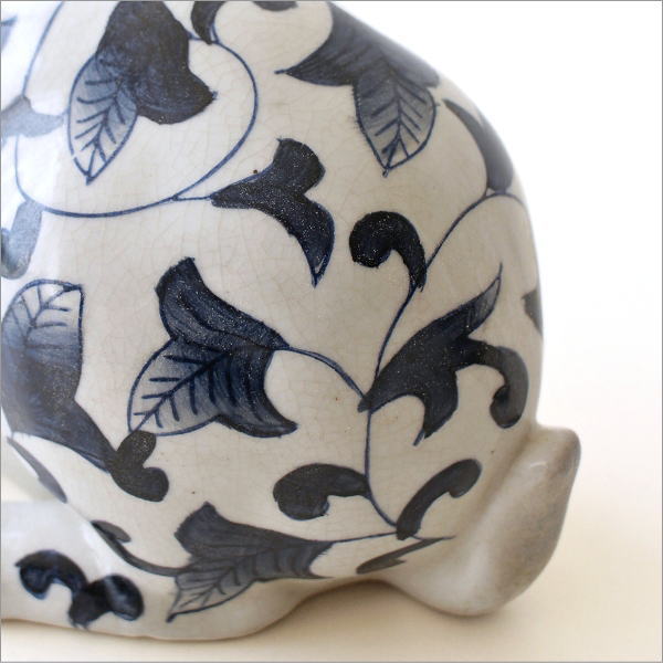 赤絵/青花 陶器兎の貯金箱 2タイプ(7)