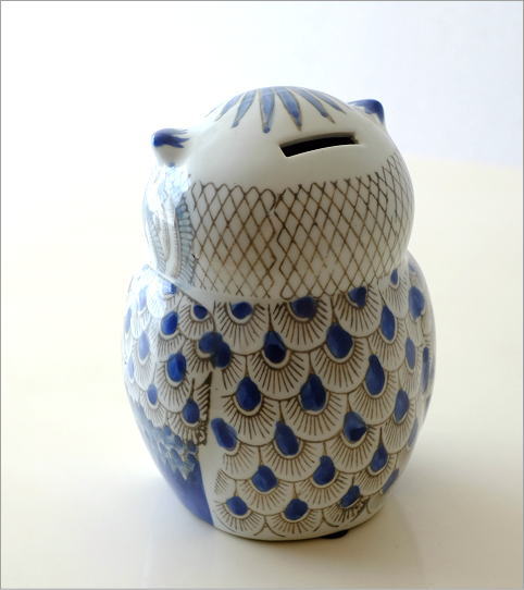 陶器のフクロウ貯金箱(3)