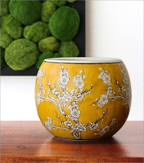 陶器のミニ火鉢 黄梅(1)