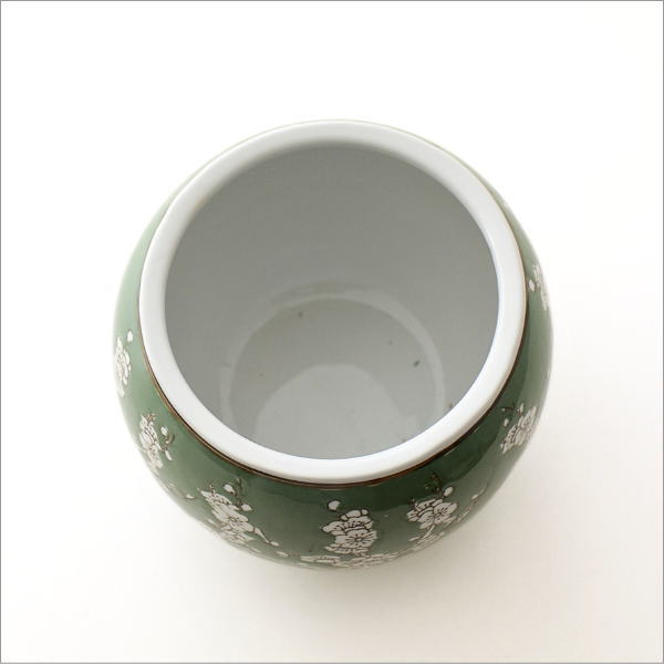 陶器のミニ火鉢 緑梅(4)