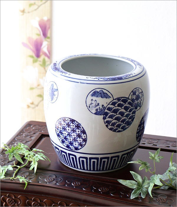 植木鉢 おしゃれ 陶器 火鉢 陶器鉢 メダカ鉢 金魚鉢 丸型 和風