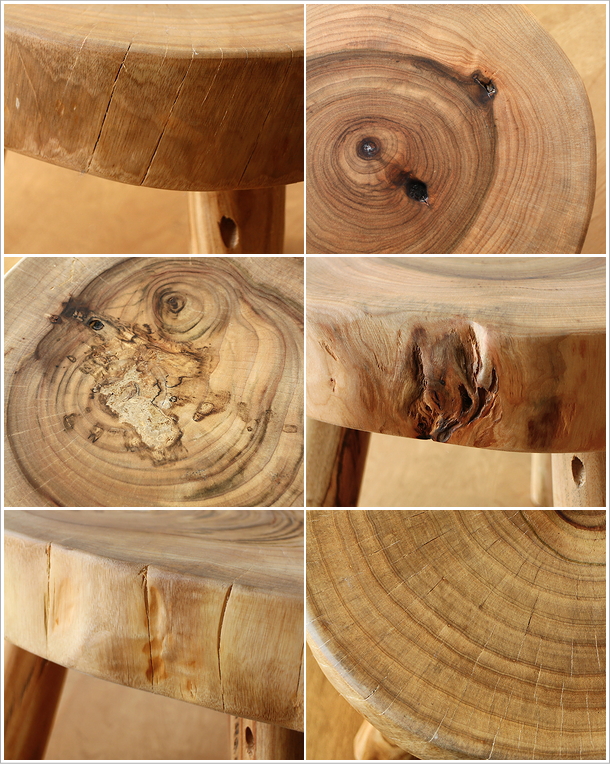 原木クスノキの三脚スツール(8)