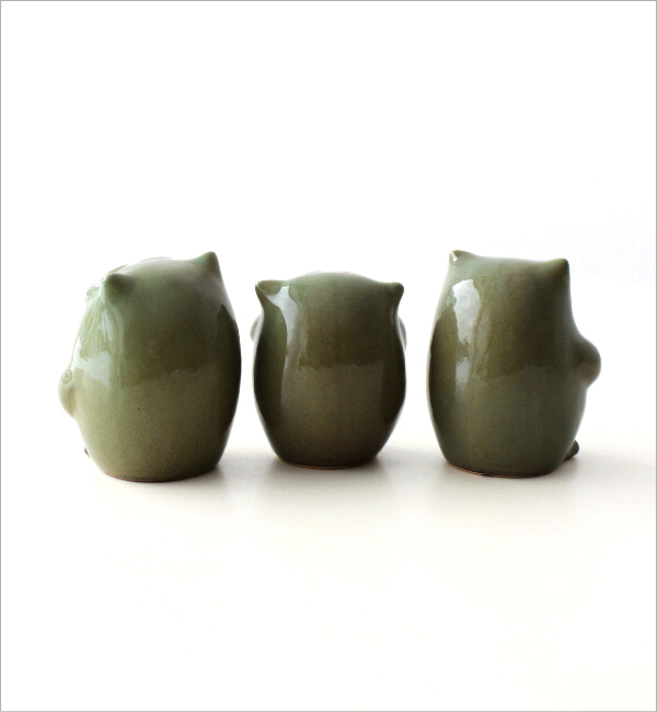 陶器の梟 3個セット(3)