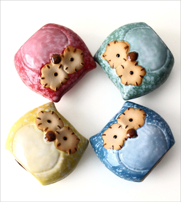 陶器のいろどり梟 4個セット(3)