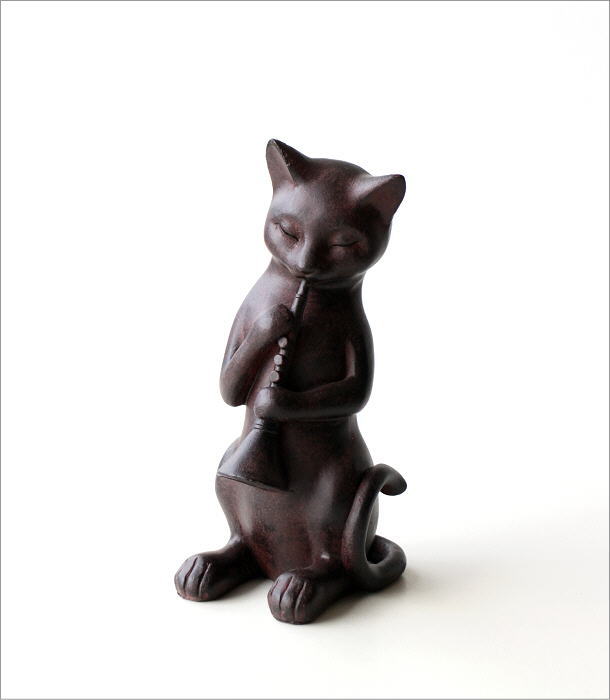猫 ネコ ねこ 置物 おしゃれ オブジェ かわいい 楽器 小物 インテリア雑貨 贈り物 ネコグッズ 置き物 ネコのオブジェ クラリネット  [swa4039] | ギギliving