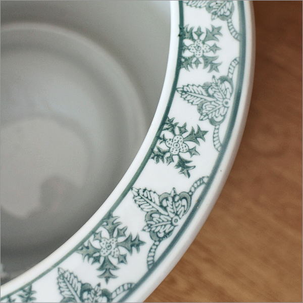 陶器の火鉢 緑花鳥 S(4)