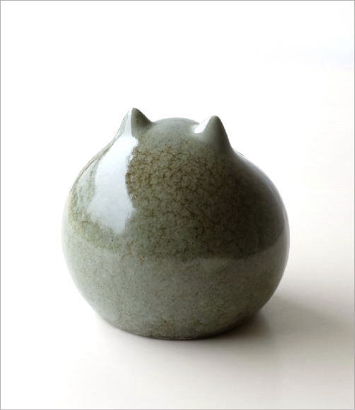 陶器 まんまる猫の置物(3)