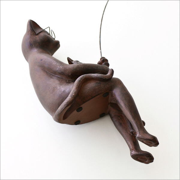 仲良し親子ネコの魚釣りオブジェ(7)