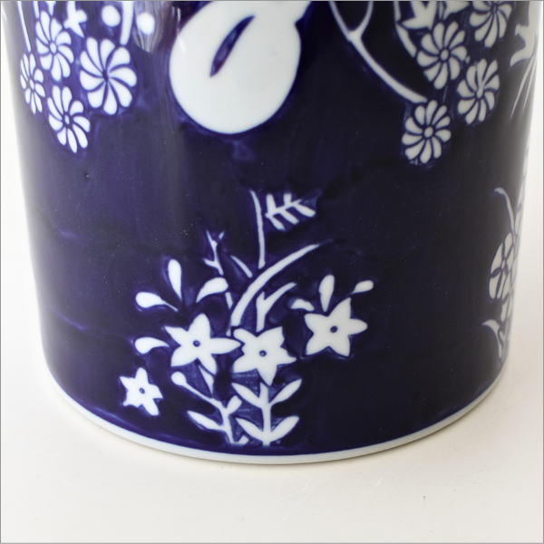 陶器の鉢カバー藍兎(4)