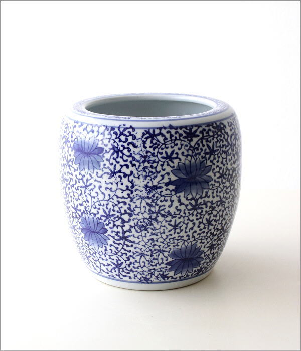植木鉢 おしゃれ 陶器 火鉢 陶器鉢 メダカ鉢 金魚鉢 丸型 和風
