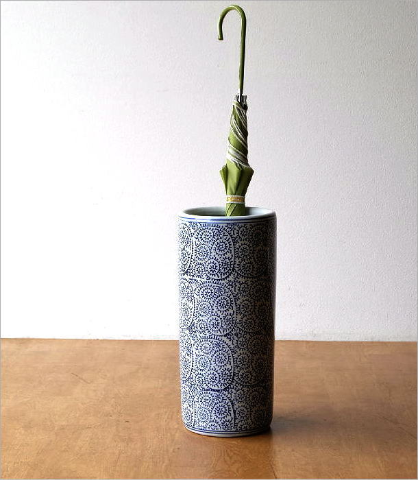 陶器の傘立て 蛸唐草(4)