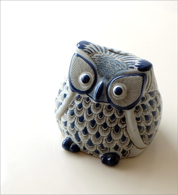 陶器のフクロウ貯金箱 L(1)