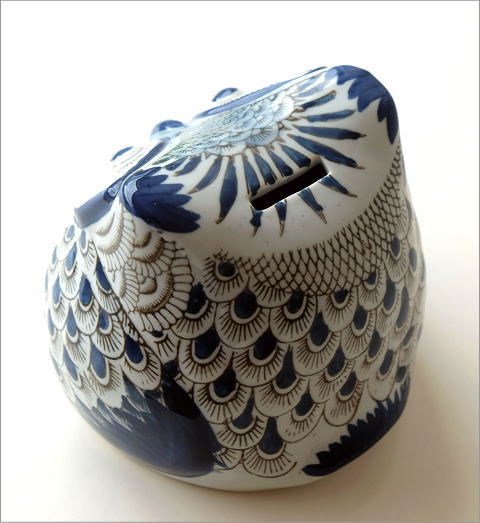 陶器のフクロウ貯金箱 L(3)