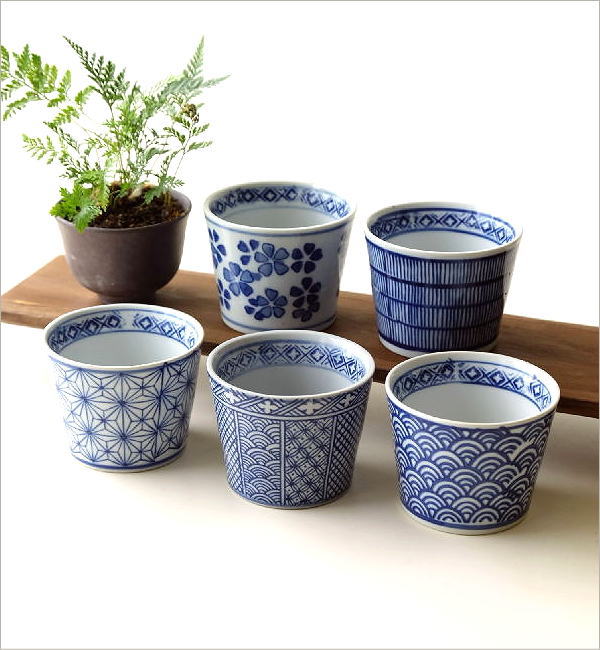 青花 そば猪口5個セット A(6)