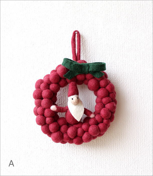 羊毛フェルトのSnowball wreath 2カラー(5)