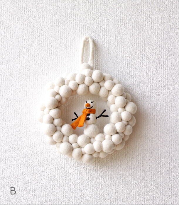 羊毛フェルトのSnowball wreath 2カラー(6)