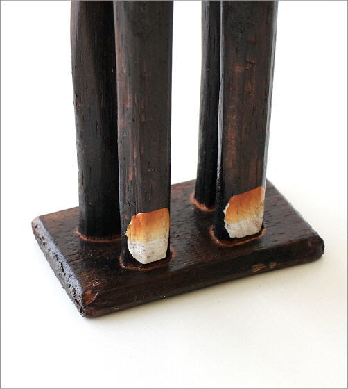 木彫りのオブジェ キリンの親子3匹セット(3)