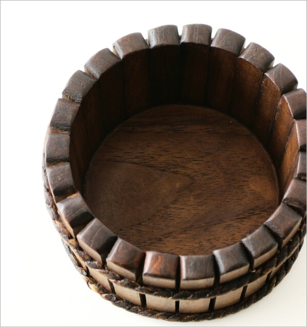 チーク 樽型小物入れ(3)