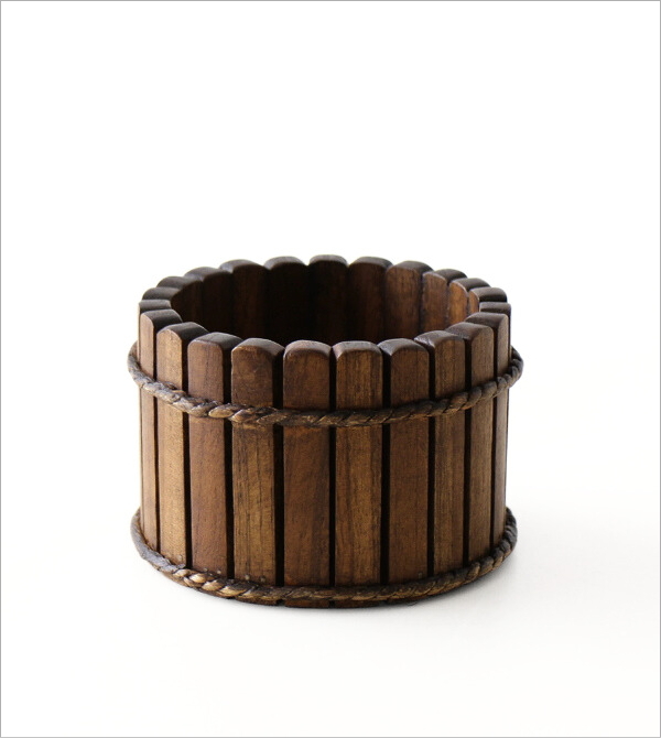 チーク 樽型小物入れ(5)