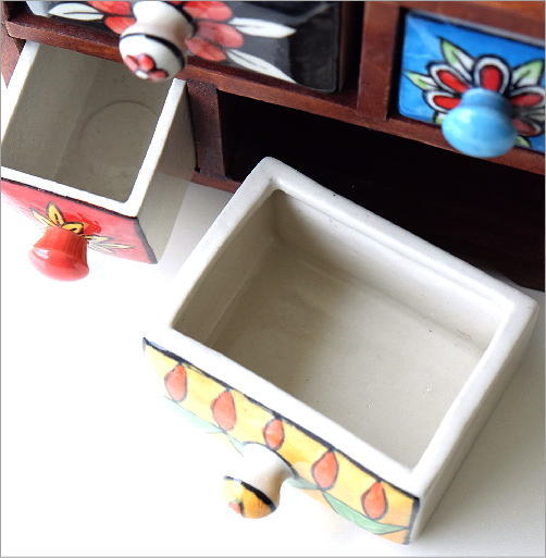陶器の2段引き出しミニチェスト2カラー(2)