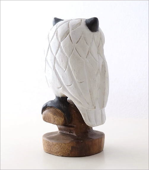 木彫りのフクロウ ホワイト(3)