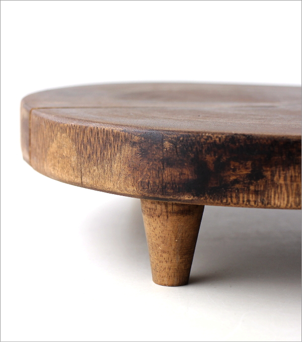 天然木のナチュラルな花台 ブラウン(4)