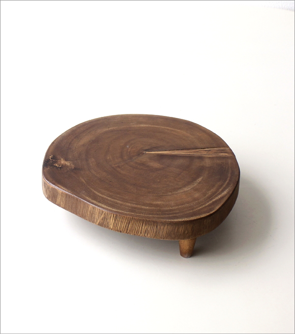 天然木のナチュラルな花台 ブラウン(9)
