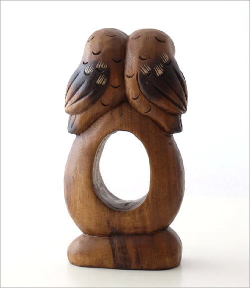 木彫りのペアフクロウ(3)