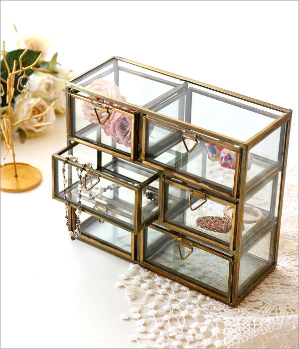 アイアンとガラスのミニチェスト 6ドロアー(1)