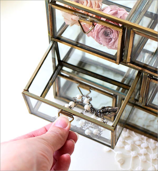 アイアンとガラスのミニチェスト 6ドロアー(2)