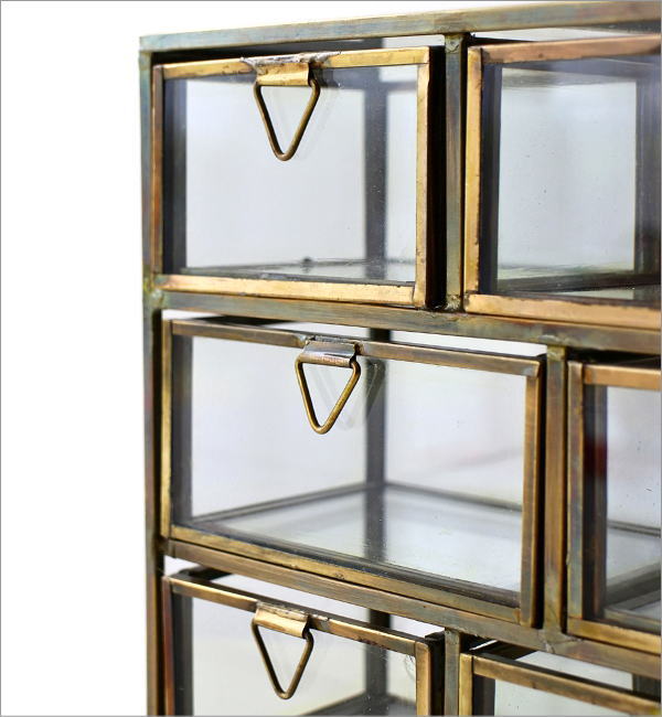 アイアンとガラスのミニチェスト 6ドロアー(3)