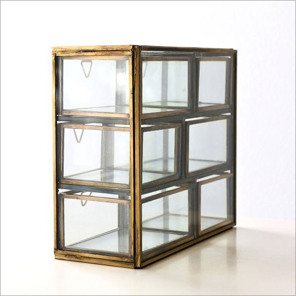 アイアンとガラスのミニチェスト 6ドロアー(6)