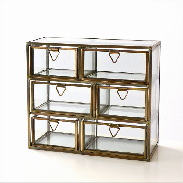 アイアンとガラスのミニチェスト 6ドロアー(8)