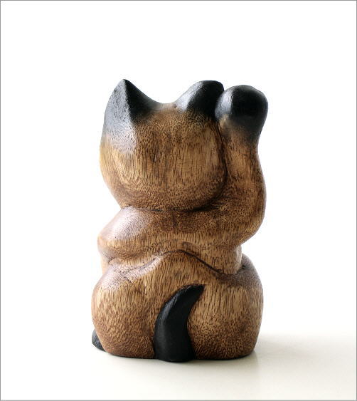 木彫りの置物 招き猫(4)