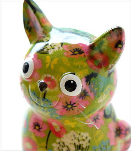 陶器のカラフル貯金箱 おすわりネコ(4)