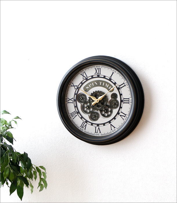 壁掛け時計 掛け時計 掛時計 壁掛時計 おしゃれ アイアン アンティーク 大きめ かっこいい モダン アイアンの掛け時計 ギアー B  [toy1498] | ギギliving