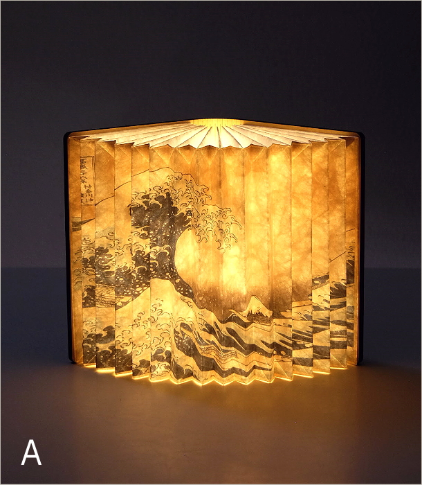 浮世絵 本型 LED テーブルランプ 卓上ランプ 照明 葛飾北斎 歌川広重