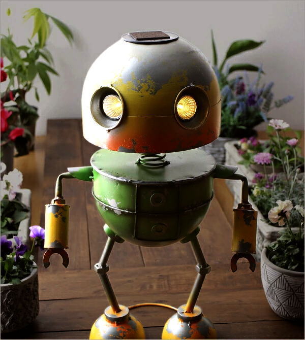 ソーラーライト付き ロボットの置物 B(5)
