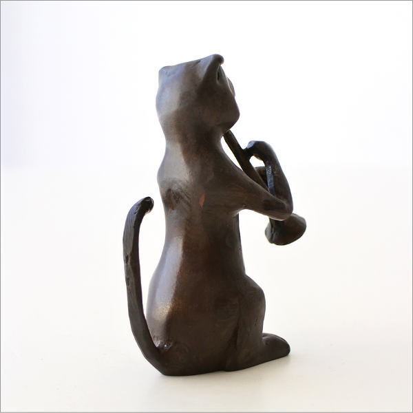 ブラス トランペットねこの置物(3)