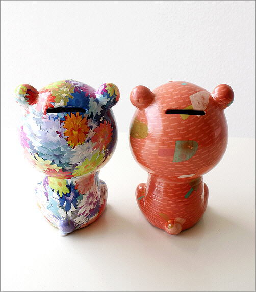 貯金箱 おしゃれ かわいい 陶器 クマ 熊 オブジェ 置物 可愛い インテリア 陶器の貯金箱 くま2タイプ [toy4960] | ギギliving