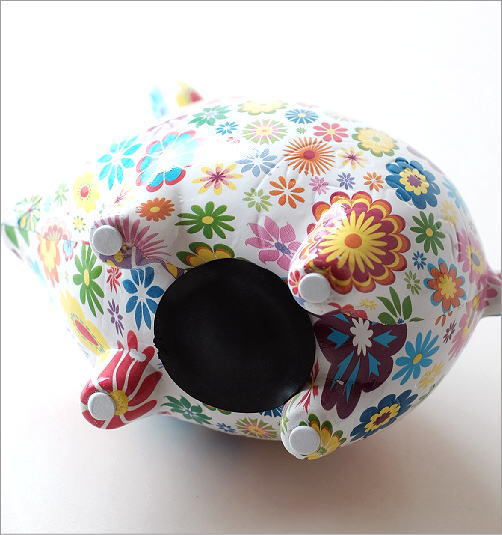 陶器の貯金箱 フラワーピッグ(4)