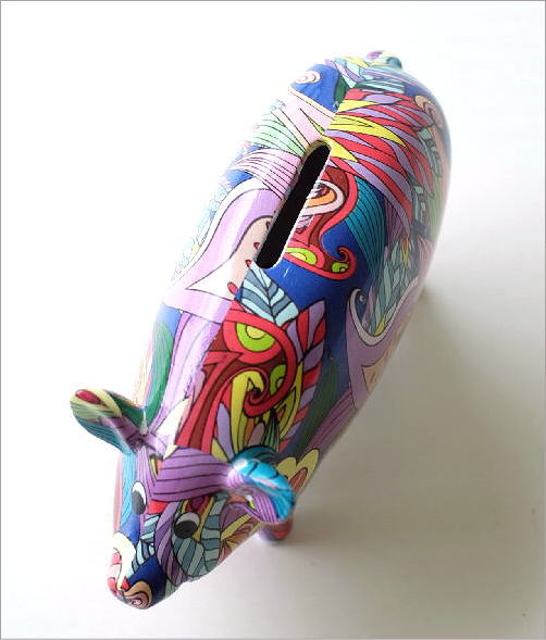 陶器のカラフル貯金箱 カラフルピッグ(3)