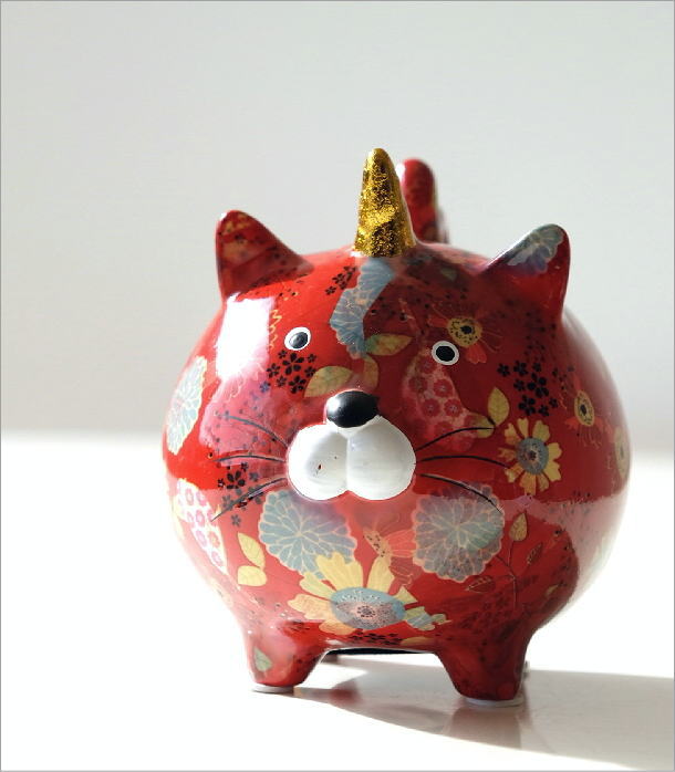 貯金箱 おしゃれ かわいい 陶器 ネコ 猫 オブジェ 置物 可愛い 動物 アニマル インテリア 陶器のカラフル貯金箱 ネコ Toy7370 ギギliving