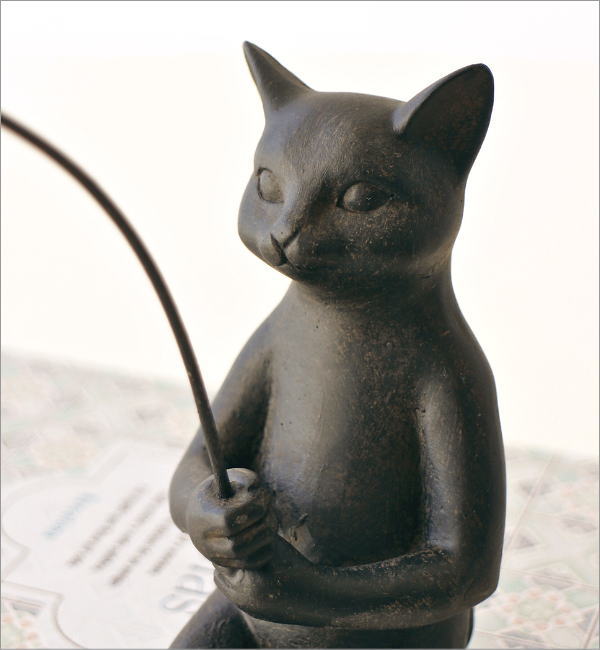 猫 置物 オブジェ 魚釣り インテリア雑貨 棚飾り レトロ アンティーク