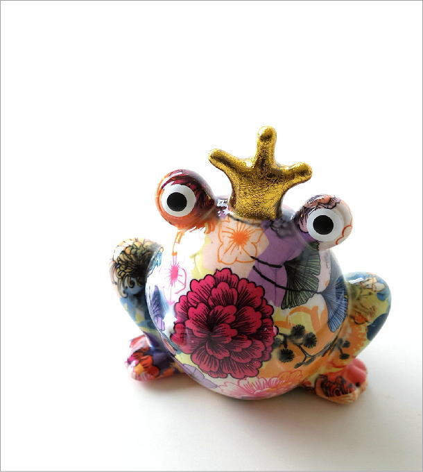 貯金箱 おしゃれ かわいい 陶器 カエル 蛙 オブジェ 置物 可愛い インテリア 陶器のカラフル貯金箱 カエル Toy39 ギギliving