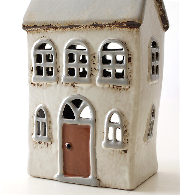 陶器のメルヘンハウス ハンドル付きキャンドルハウス C(3)