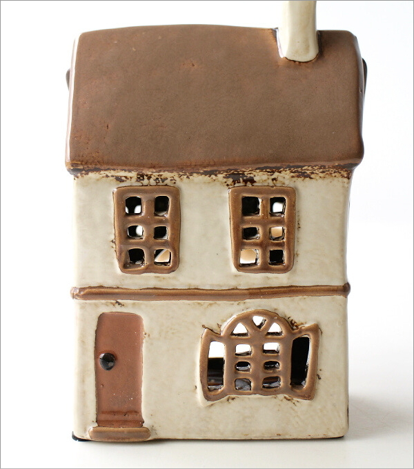 陶器のメルヘンハウス ハンドル付きキャンドルハウス D(3)
