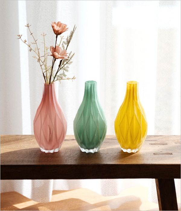 MILK GLASS  VASE ダイヤ 3カラー(1)