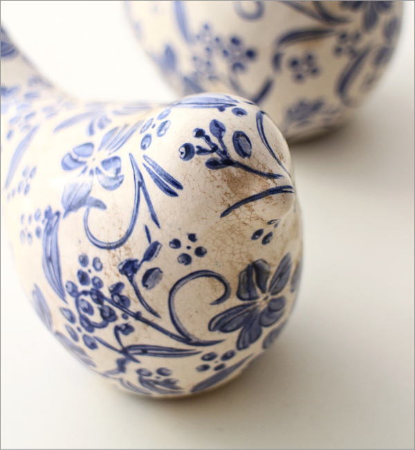 鳥 置物 陶器 オブジェ おしゃれ アンティーク クラシック シャビー